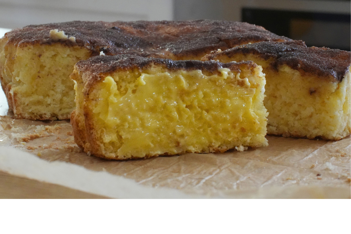 French Scone with cinnamon sugar topping and a buttered slice in front
